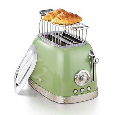 Green Cute Retro Toaster 2 Slice with 1.58'' Wide Slots, with Stainless Steel ...