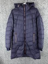 Athleta Responsible Down-ieville Jacket Womens S Blue Goose Down Hooded Parka