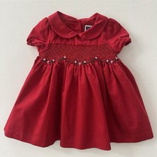 Janie and Jack 3-6 Months Baby Girl Red Smocked Party Dress