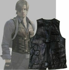 Resident Evil Leon Scott Kennedy Leather slim vest Cosplay costume