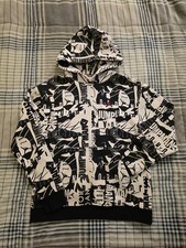 Nike Air Jordan Essentials All Over Print Pullover Hoodie Black White Large