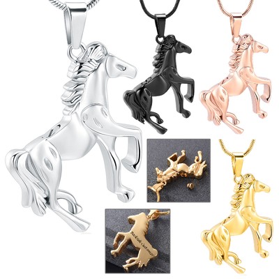 Horse Urn Pendant with Chain Memorial Cremation Jewelry for Ashes Urn Necklace