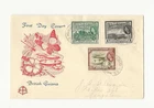 British Guiana 1954  3 QE issues on FDC with a better 3 arrows cachet