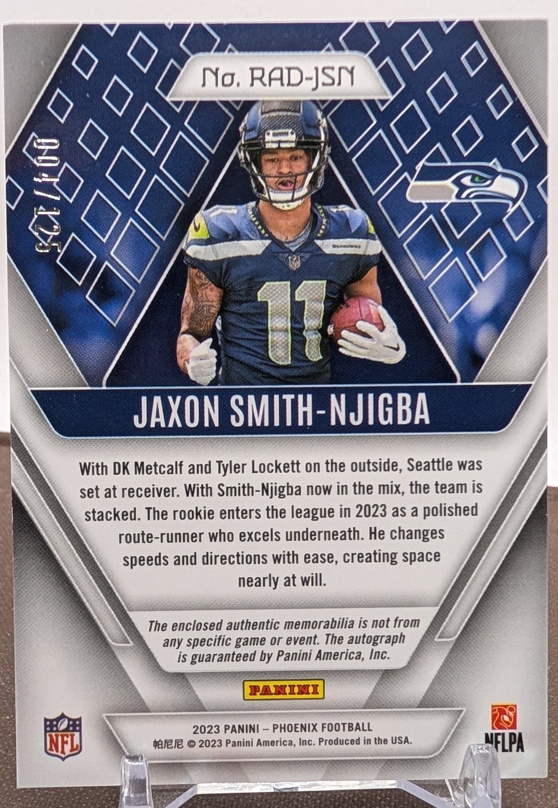 2023 Phoenix Jaxon Smith-Njigba RC Silver RPA Patch Auto /125  view 3