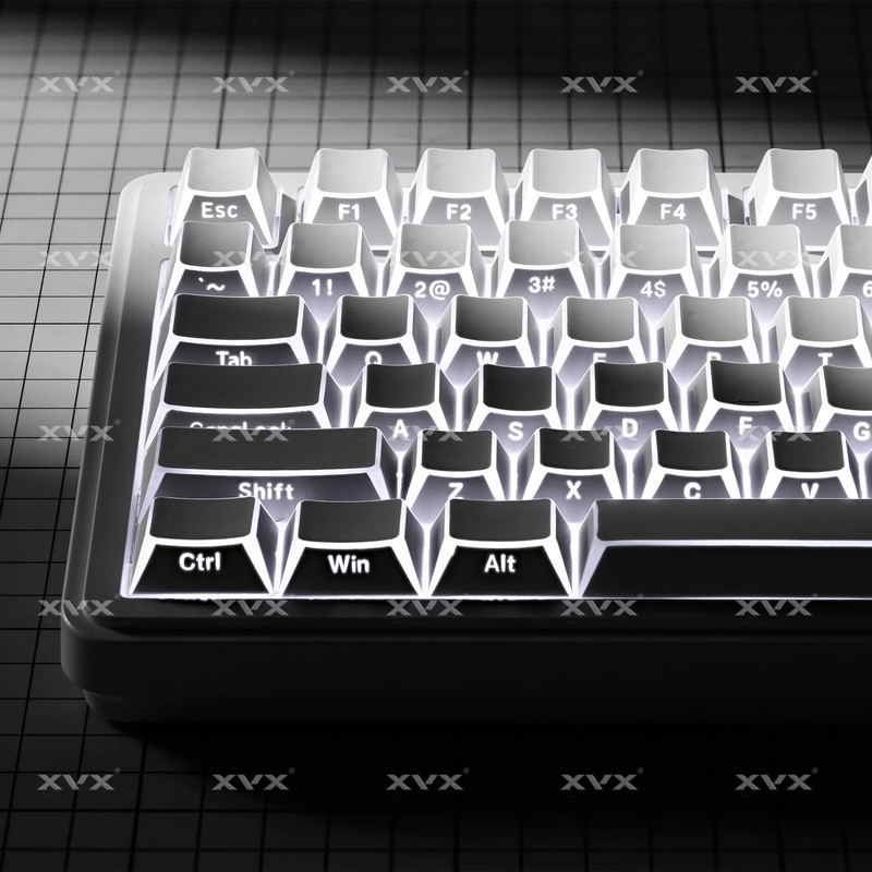 XVX White Shadow Keycaps PBT 136 Keys Cherry Profile Shine Through Side Print