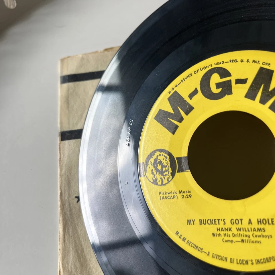 Hank Williams – My Bucket's Got A Hole In It 1958 MGM 45 rpm w/Sleeve ORIGINAL - Imagem 4 de 4