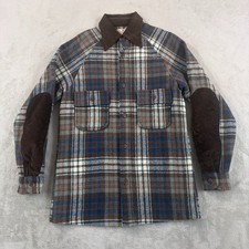 Vintage 70s LOBO by Pendleton Wool Coat Brown Wool Plaid Cord Collar Woman Small