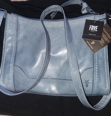 NWT Frye Melissa Light Sky Italian Leather Top Zip Crossbody Bag W/ Dust Bag