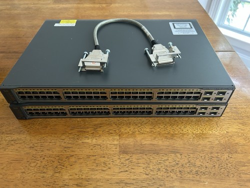 2 Cisco Catalyst 3750 v2 Series POE-48 Switches | Stacking Cable Included