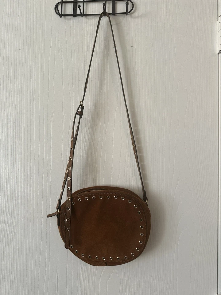 Vincent Camuto hobo, trendy, Faux Suede/Leather-studded accent crossbody bag - Image 3 of 4