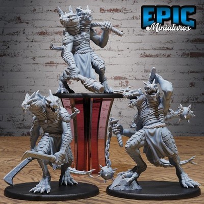 Epic Miniatures 28mm - Lizard Folk Ettin Dungeons and Dragons DnD Miniatur