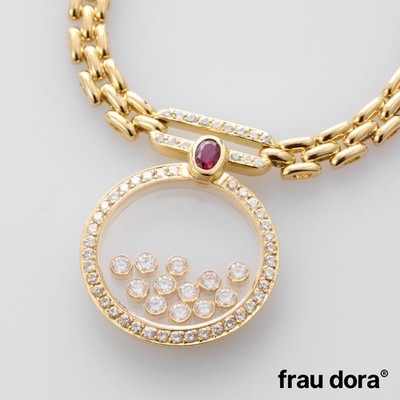 Chopard Happy Diamonds Collier mit Rubin und Diamanten   seltenes Sammlerstück