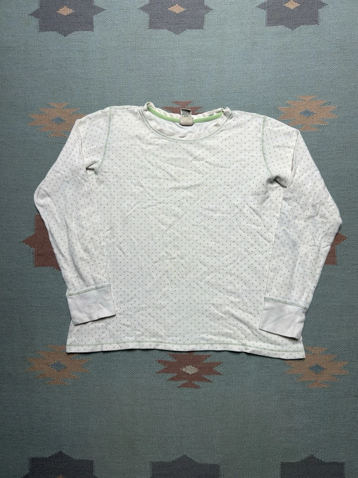 Vintage LL Bean waffle knit thermal shirt polka dots base layer women’s large