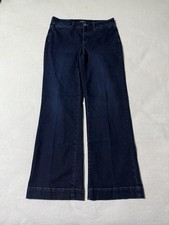 NYDJ Jeans Womens 10 Blue Teresa Wide Leg Dark Wash High Rise No Side Pockets