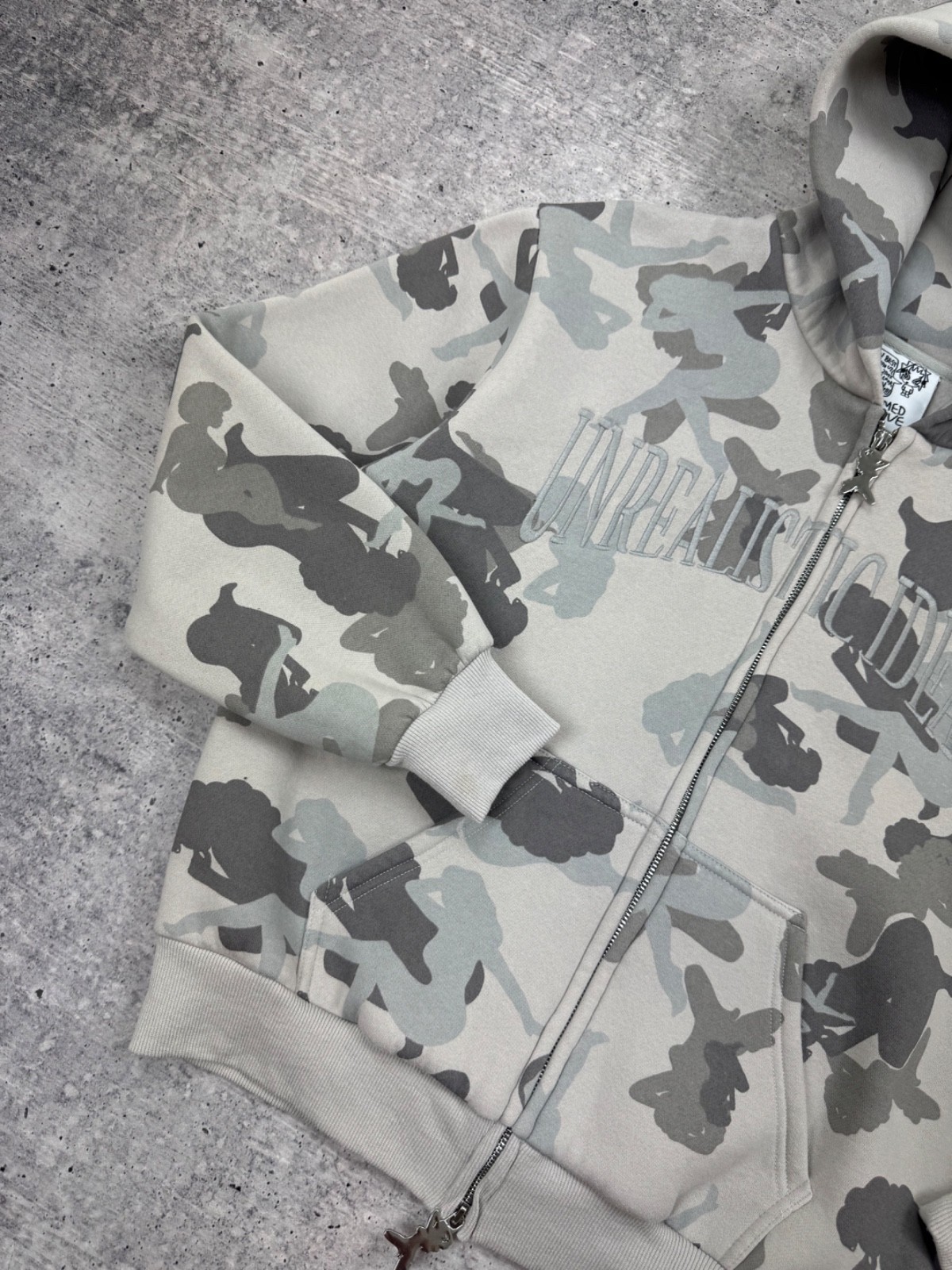 Named Collective Unrealistic Ideals Camo Girls Grey Zip Up Hoodie Zipper XS-S image 7