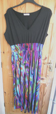ROOOI BLACK V NECK TOP AND MULTI COLOURED SKIRT  LONG DRESS   3XL  plus size