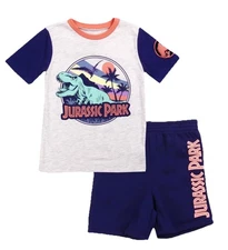 Toddler Boy Jurassic Park 2T Shorts Shirt 2 PC Set Cute Dinosaur Outfit New