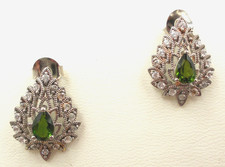 Diopside earrings, drop earrings, sterling silver 925