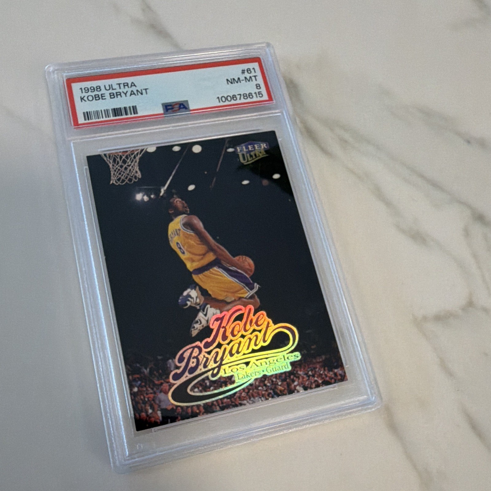 Fleer Ultra 1998 Kobe Bryant #61 Los Angeles Lakers PSA 8 Graded Card view 5