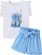 Girls Summer Outfits Cute Sleeveless Top High Waisted Short Sets with Pockets Te
