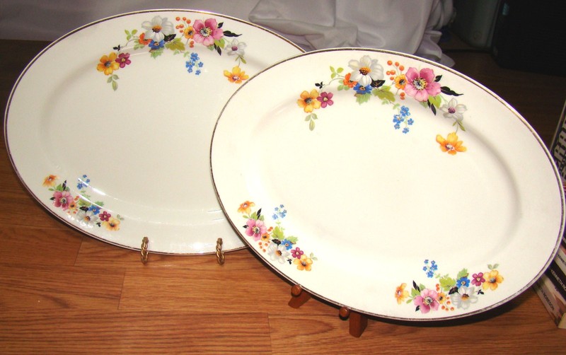 1960s 13", 15" Oval Serving Platters PRI10 by Princess - Empcraft (USA) - Floral