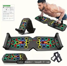 28 in 1 Push Up Rack Board, Foldable Home Workout Equipment Pushup Stands Black