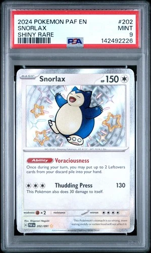 2024 POKEMON PAF EN-PALDEAN FATES SHINY RARE #202 SNORLAX PSA 9