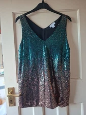 Wallis Green and Gold Sequin Vest Top (Pre-Loved) Size 16