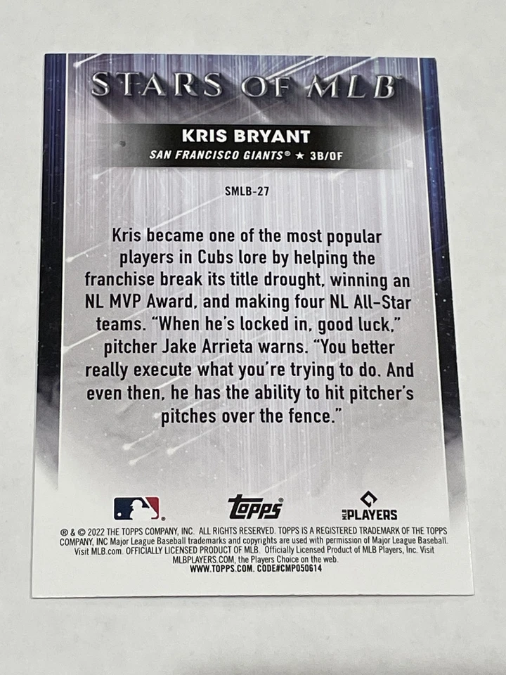 2022 Topps Baseball Stars of MLB - Kris Bryant - San Francisco Giants - Image 2 of 2