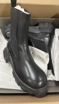 Rick Owens New Black Leather Bozo Tractor Boots Size 11