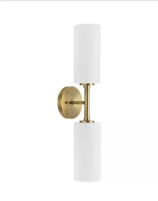 Progress Lighting Cofield Collection Gold 2 Light Vintage Brass w Glass Shade