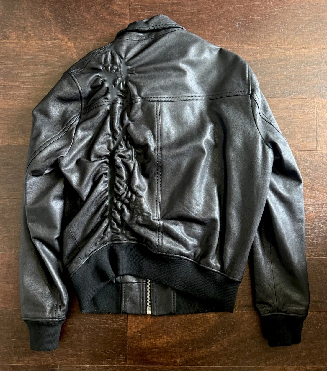 The Kooples Paris 100% Lambskin Black Leather Jacket Mens Small SS2019 DAMAGED image 4