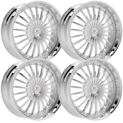 (Set-4) Cavallo CLV-32 22x9.5 6x139.7/6x5.5 25mm Nano Chrome Wheels Rims 22 Inch