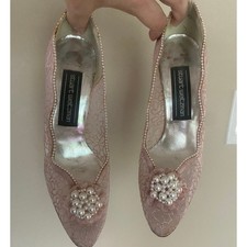 Rare Vintage Stuart Weitzman Pink Lace Victorian Inspired Heels 7.5