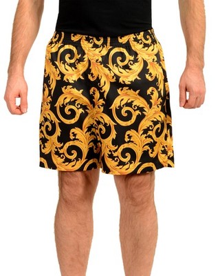 Versace Men's Barocco Print Black & Gold Casual Shorts US 32 IT 48