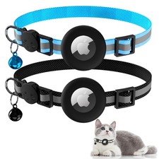 Vanjua 2 Pack Airtag Cat Collar Breakaway with Bell, Reflective Kitten Collar...