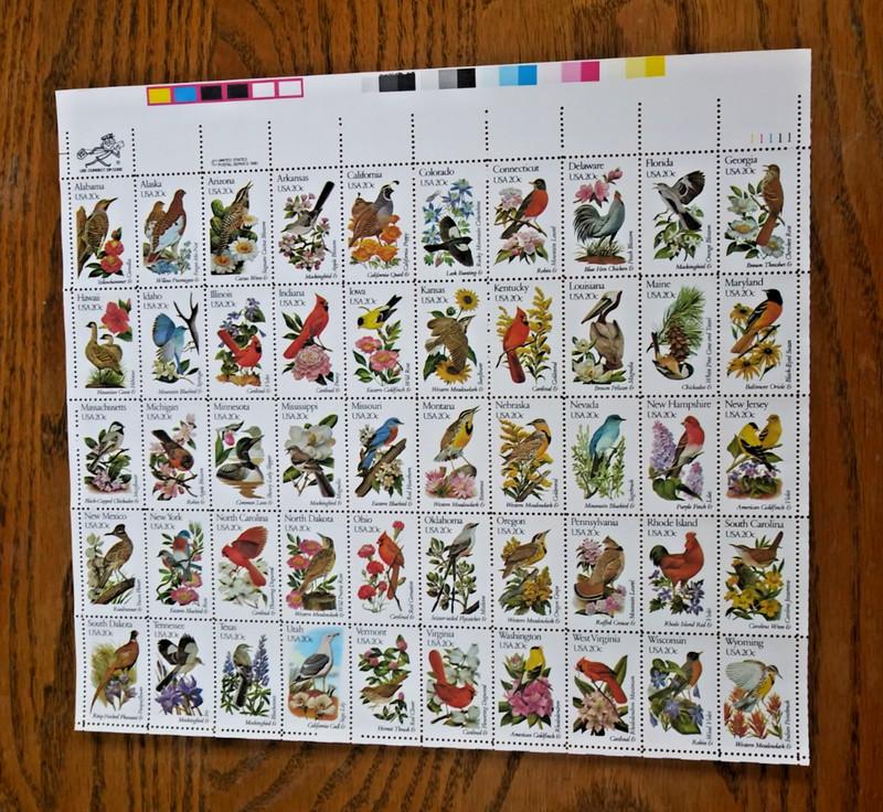 State Birds & Flowers, 20¢ stamp, Mintsheet of 50, Scott# 1953-2002, MNH