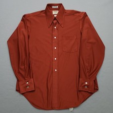 VTG Golden Arrow Shirt Mens 16 XL Orange Red Sanforized Disco Button Up 60s 70s