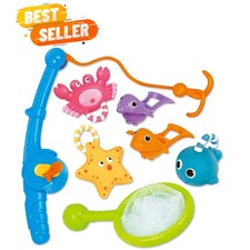 8-Piece Fishing Floating Bath Toy Set with Organizer Bag for Fun Bath Time