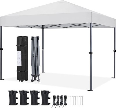 10x10 1-Person Setup Pop Up Canopy Tent, Instant Portable Commercial Canopy