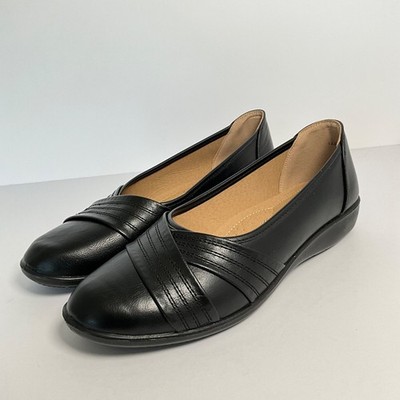 Damenschuhe schwarz Smart Größe 9 atmungsaktiv bequem flach Keilabsatz weiche Lite