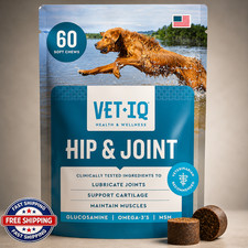 VetIQ Glucosamine Hip Joint Supplement for Dogs, 60 Soft Chews, Joint Support