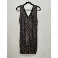 Guess Los Angeles Brown Sequin V-Neck Sleeveless Cocktail Dress W23K40K1JL0 XS