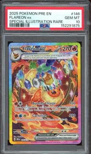 Pokemon TCG Prismatic Evolutions #146 Flareon ex Special Illustration PSA 10