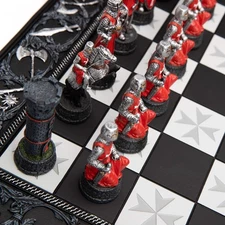 Italfama Crusader-Themed Hand-Painted Resin Chess Set, 43cm Board, Made in Italy