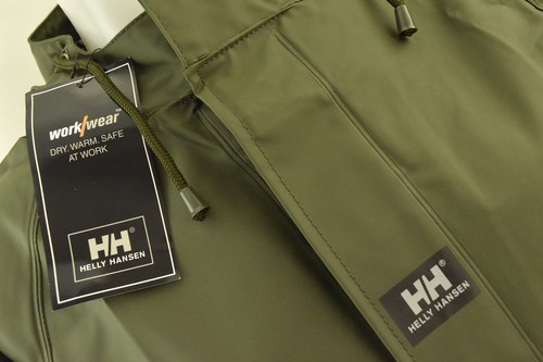 HELLY HANSEN Workwear Raincoat Jacket Men Fishing Hunting Army Green size L NEW - Picture 8 of 14