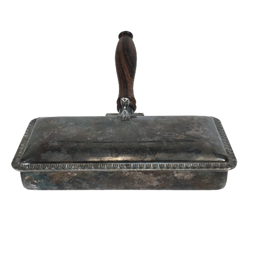 Vtg Silver-Plated Table Sweeper Silent Butler Crumb Catcher Lint Brush Italy