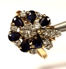 14k yellow gold .77ct diamond sapphire gemstone cluster ring 7.1g estate vintage — photo 4