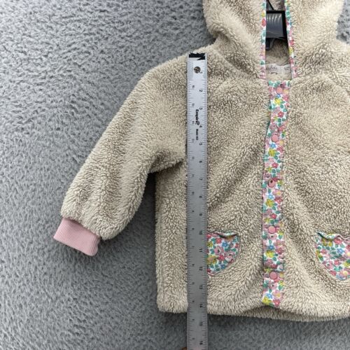 Mini Boden Kids Girls Jacket Beige Fleece Floral 18-24 Months Snaps - Picture 9 of 12
