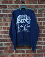 Vtg navy blue American California sweater bear varsity animal jumper top S